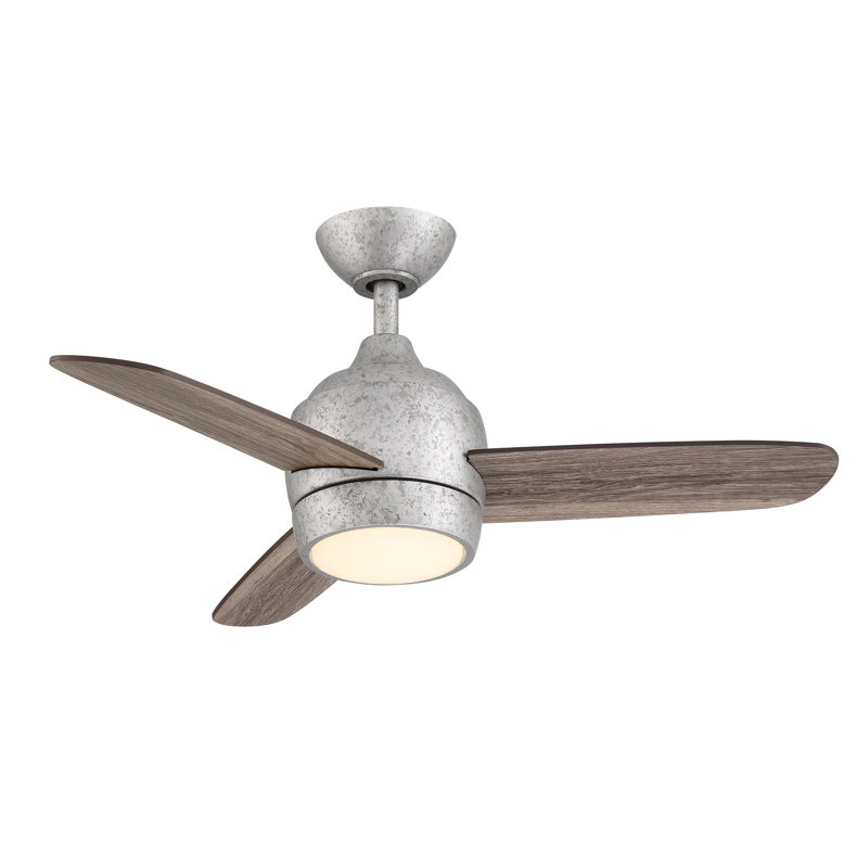 Avalanna 36'' Ceiling Fan with LED Lights, Nickel/Oak