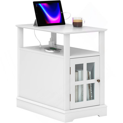 Practical End Table With Charging Function And Storage Space, Suitable For Living Room To Enhance Convenience And Organization