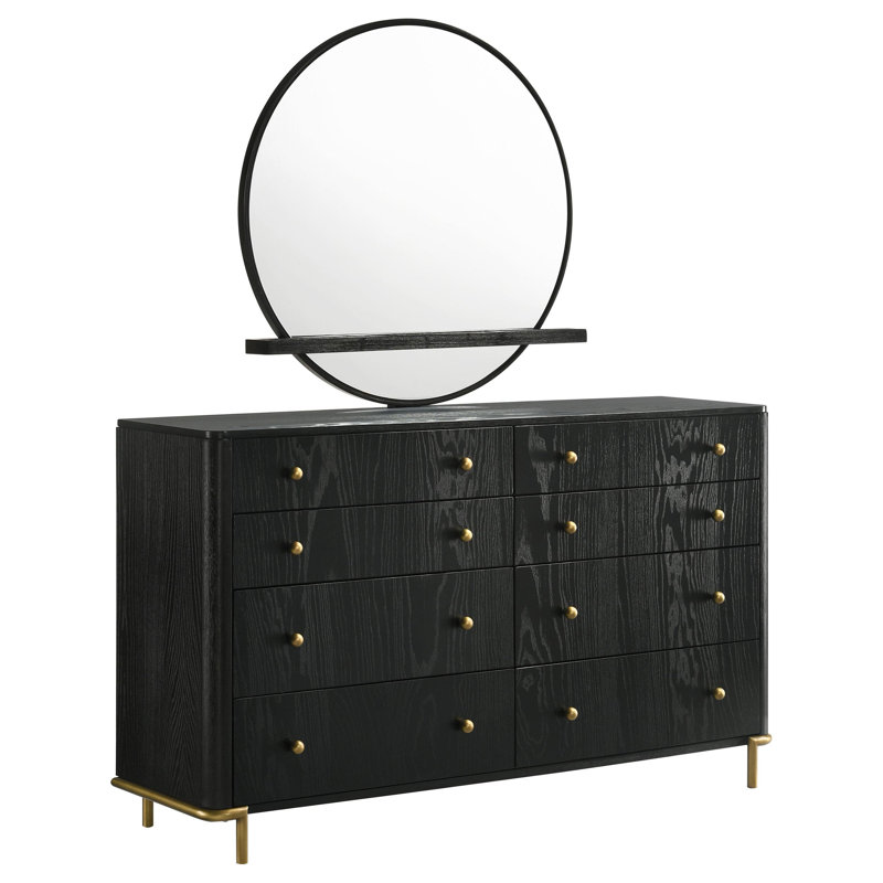 Commode et miroir Clarion, Noir, noir, noir, noir