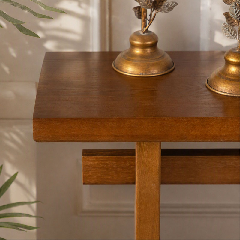 Console en MDF, table d'entrée étroite de 140 cm, table d'appoint minimaliste et rustique pour couloir avec double structure de support, montage facile pour le hall d'entrée, le salon ou le couloir.