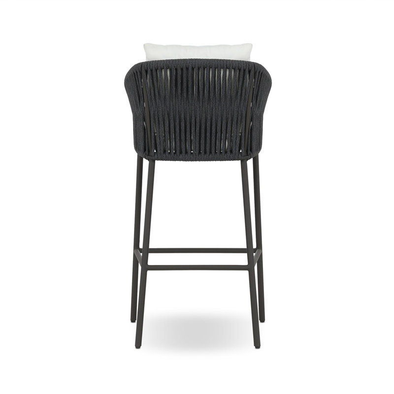 Porto Patio Bar Stool, 31.1", Black, Arashi Salt