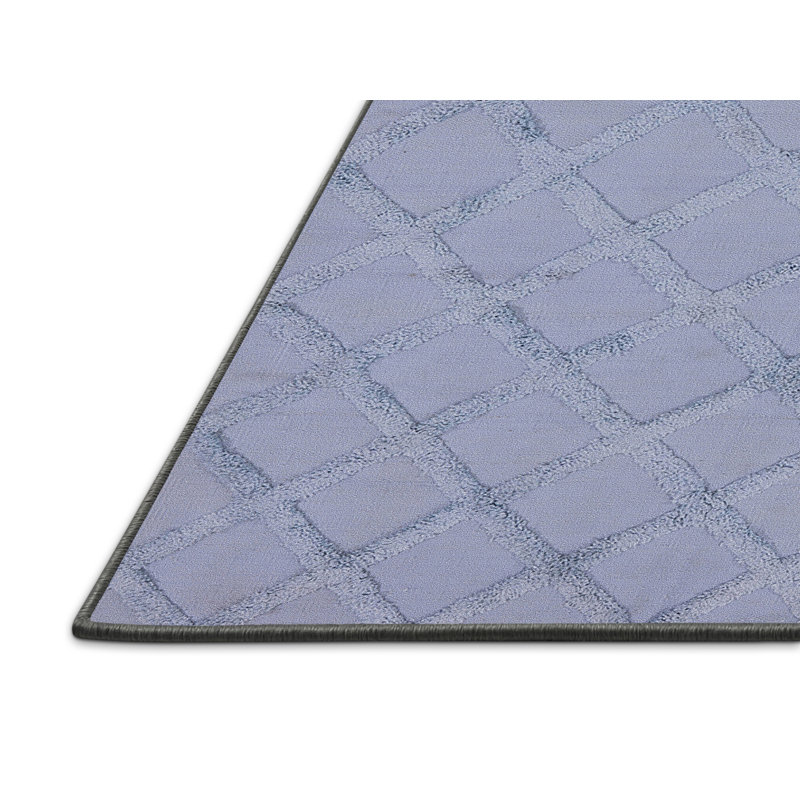 Tapis bleu / mauve à motif géométrique Fulton, Rectangle 2 pi x 4 pi