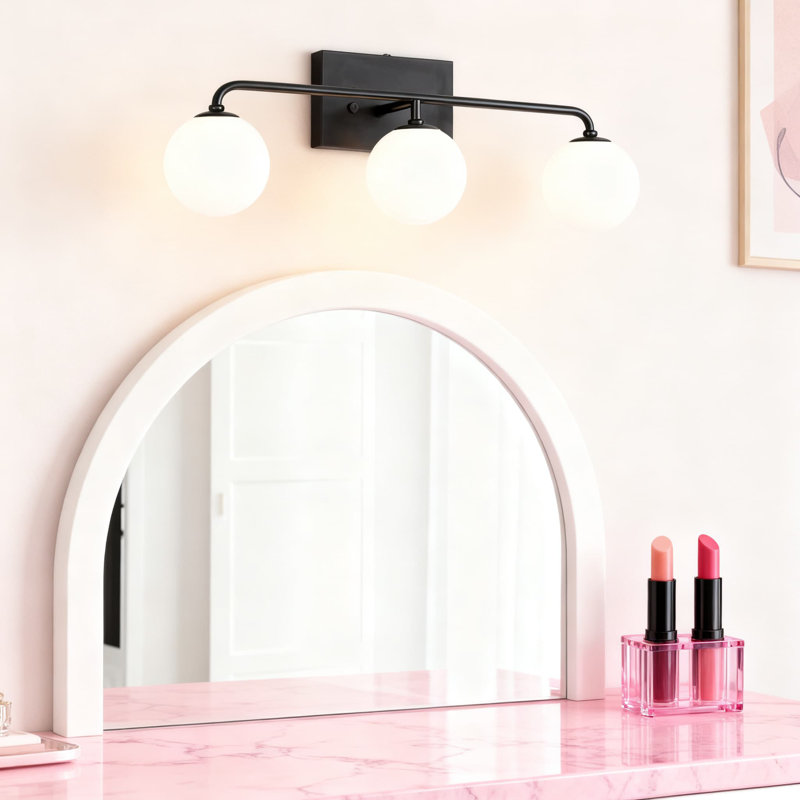 Luminaire de meuble-lavabo moderne à 3 lumières avec abat-jour en verre blanc lait, orientable vers le haut / bas pour un miroir de salle de bain et un éclairage mural dans divers espaces intérieurs