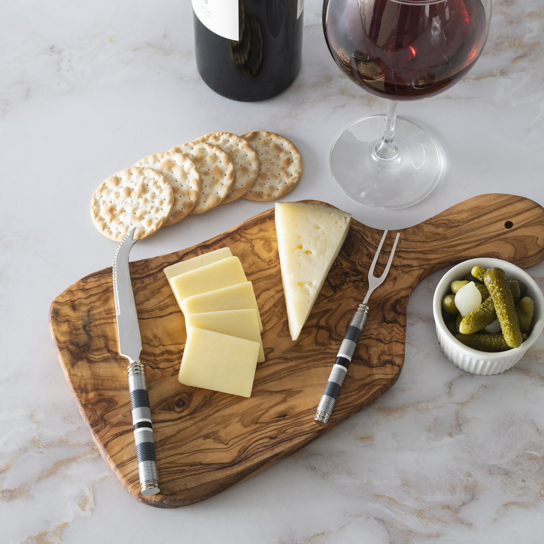 French Home Jubilee Cheese Knife, Fork, And Olivewood Board Set - Shades Of Light French Home