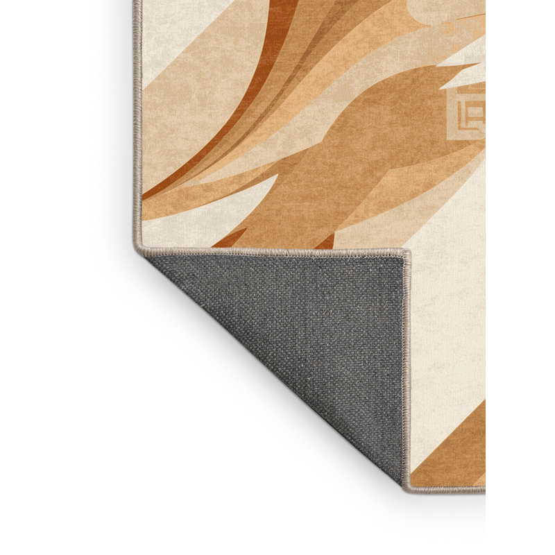 Tapis abstrait doux et moelleux à motif abstrait moderne et contemporain beige, 8 x 10
