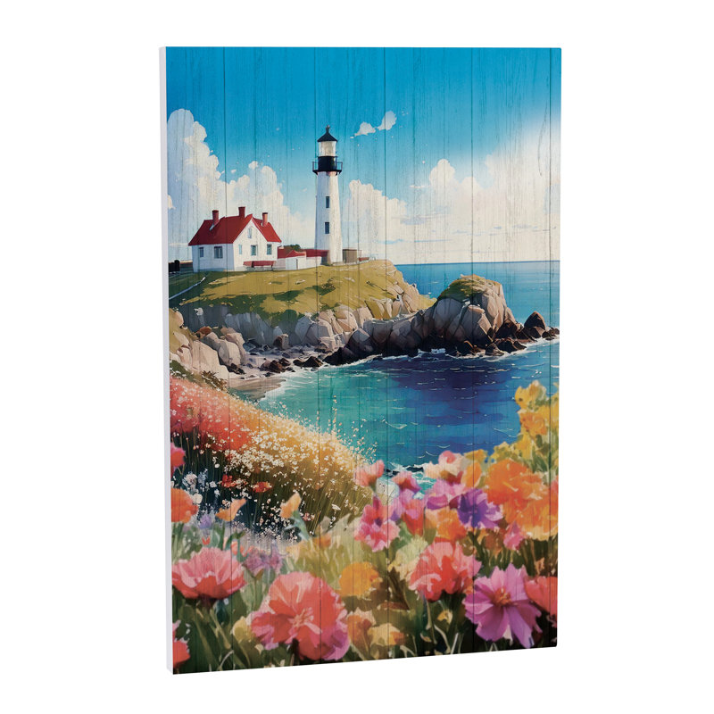 Coastal Wooden Wall Art Lighthouse 16x24"