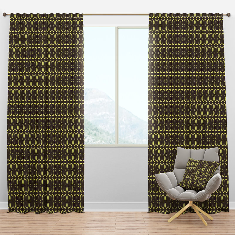 Floral Retro Pattern II - Mid-Century Velvet Curtain - Room darkening - 1 panel, 52"W x 108"L