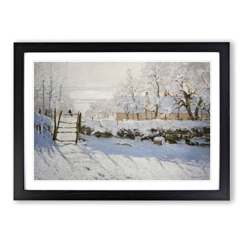 The Magpie by Claude Monet - Picture Frame Painting, 48cm H x 65cm W x 2cm D, Black Framed