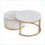 Table basse rotative blanche moderne ultrabrillante avec rangement caché, peu encombrante pour le salon