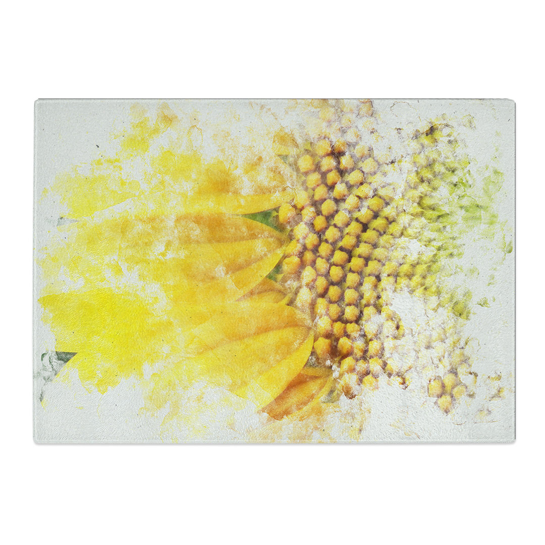 Tempered Glass Petals of the Yellow Sunflower Chopping Board
