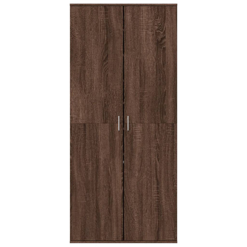12 Pair Shoe Storage Cabinet, Brown Oak