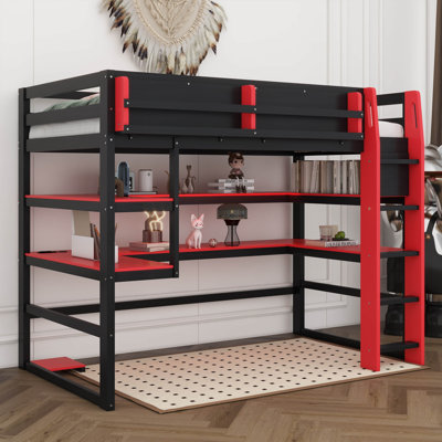 Lit mezzanine en bois Gaming