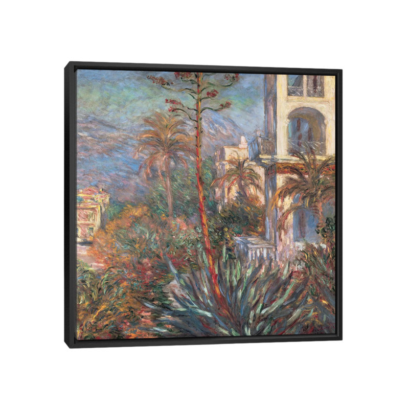 "les villas a bordighera" par claude monet, impression sur toile, H 18 po x l 18 po x P 1,5 po, Toile avec cadre noir