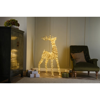 120cm lit gold spiral twirl reindeer