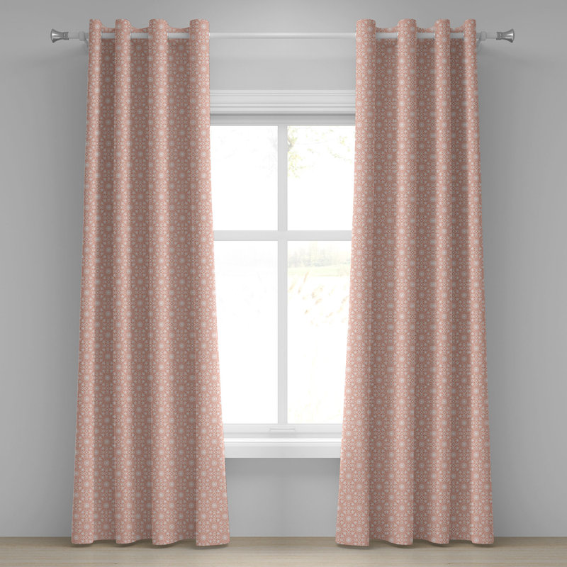 Rideau à œillets 2 panneaux Red Barrel Studio®, 50 po, blanc et corail, L 50 po x L 72 po