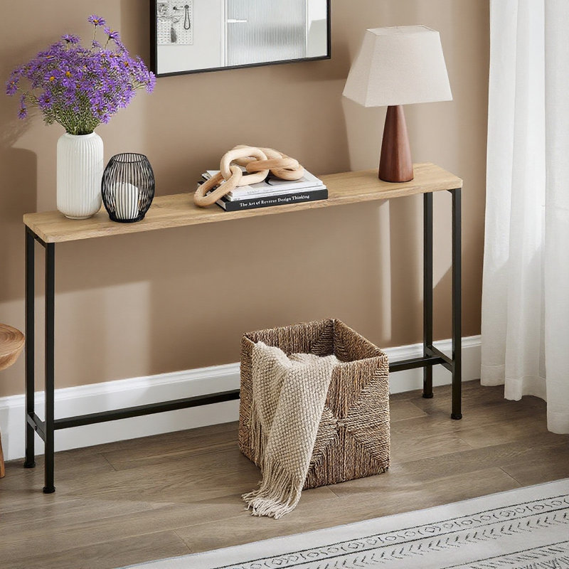 Abingt 120cm Console Table, Wooden Effect, 65cm H x 120cm W x 20cm D, Black