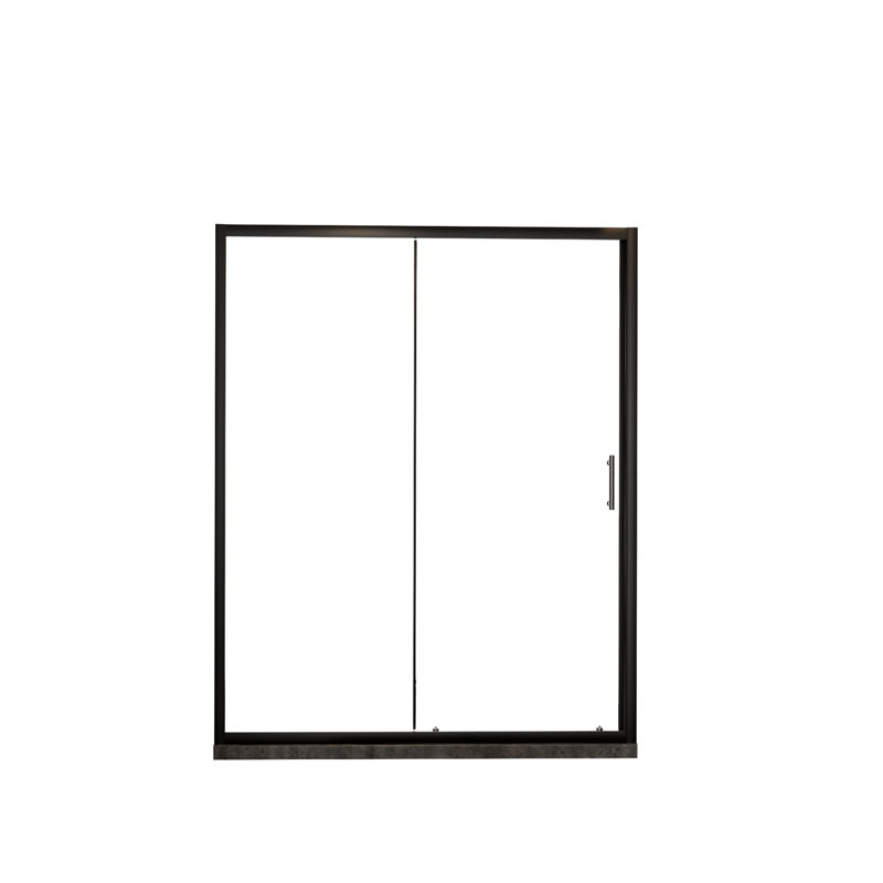 60.In W X 72.In H Single Sliding Shower Door, 1/5 Inch Thick Clear Tempered Glass Shower Door With Stainless Steel Handle, Black