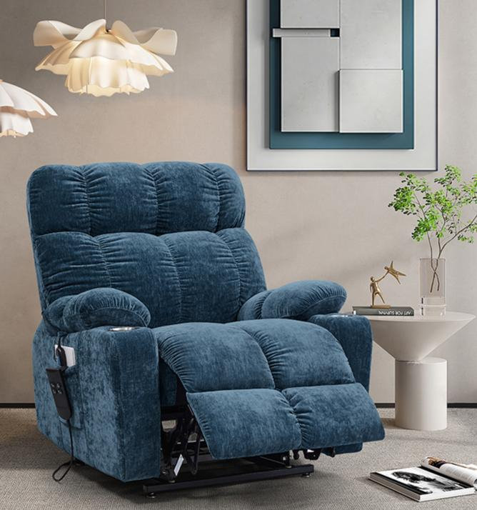 Fauteuil inclinable à deux moteurs Okin, Bleu