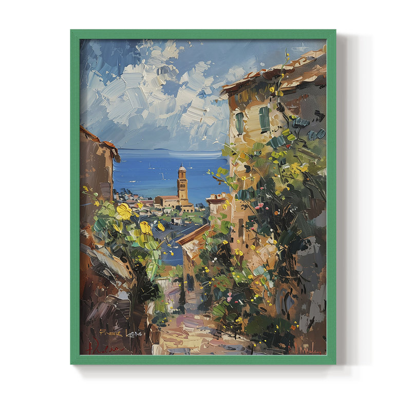 LANDSCAPES Series CCCLXXV Framed Print - Solid Wood, Green, 21" H x 17" W