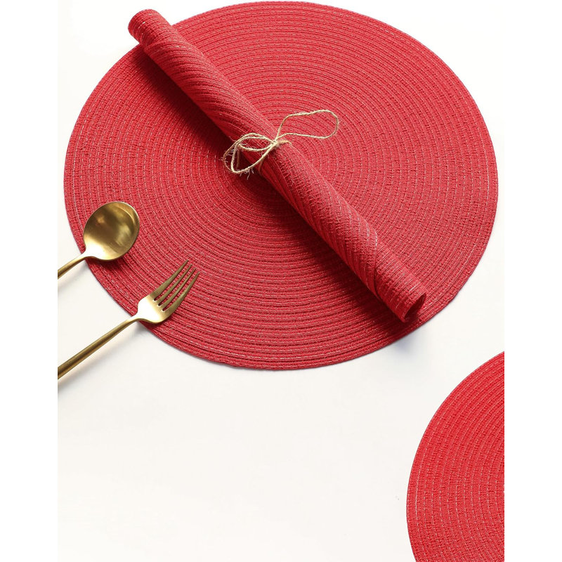 Ensemble de 6 napperons ronds tressés rouges