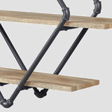 Arrion Industrial Wall Rack with 3-Tier Shelves in Oak and Sandy Black