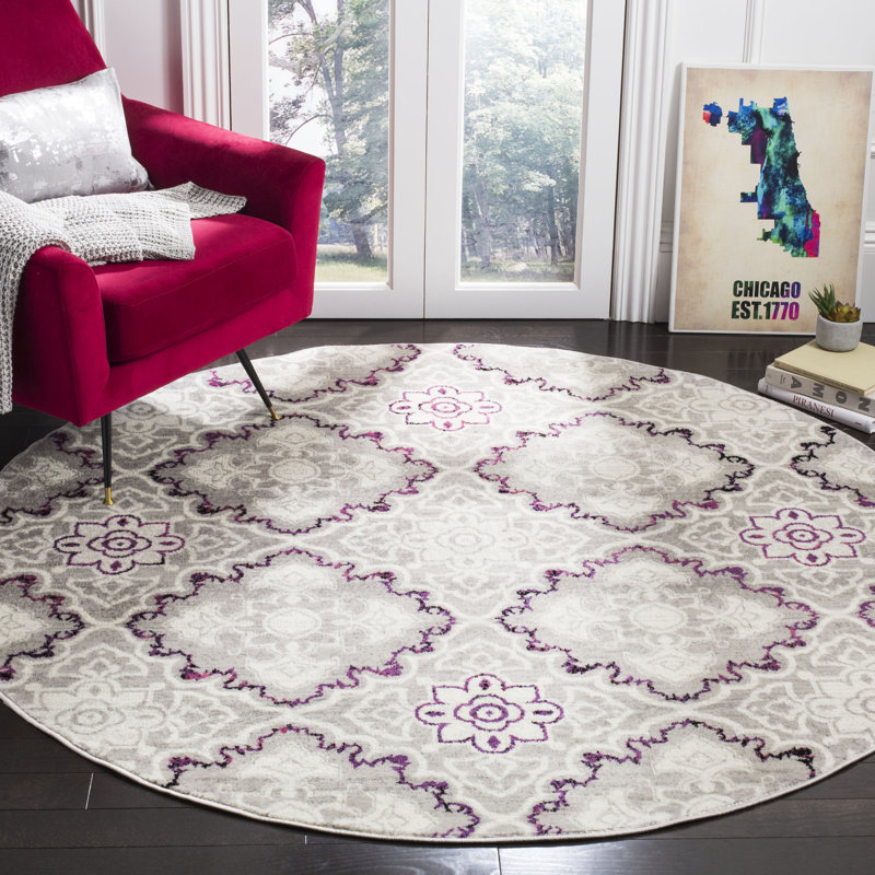 Micheline Performance Geometric Rug, Round 6'7"