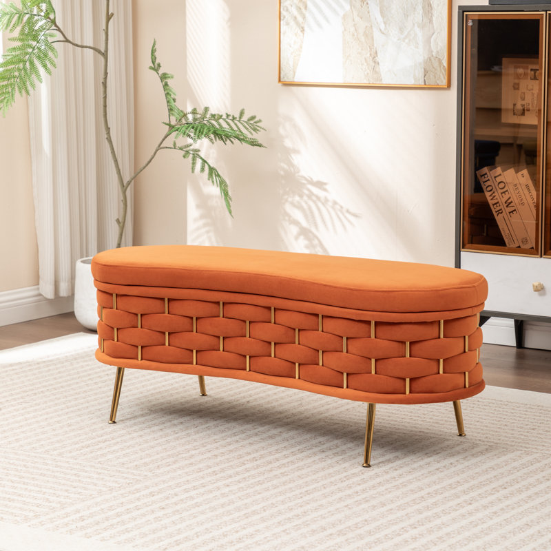 Banc de rangement rembourré Cristen, Orange