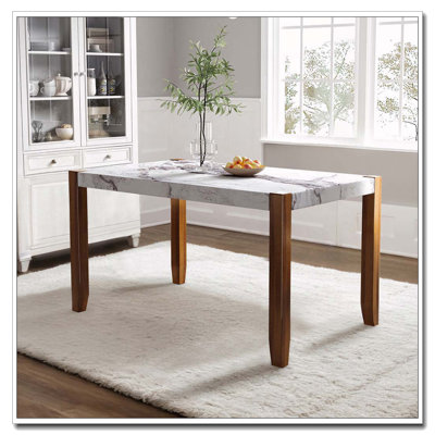 Rectangular Faux Marble Dining Table