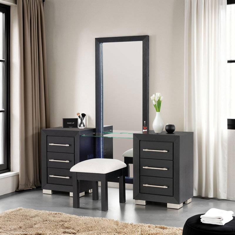 Meuble-lavabo 1 pièce de style contemporain avec tabouret