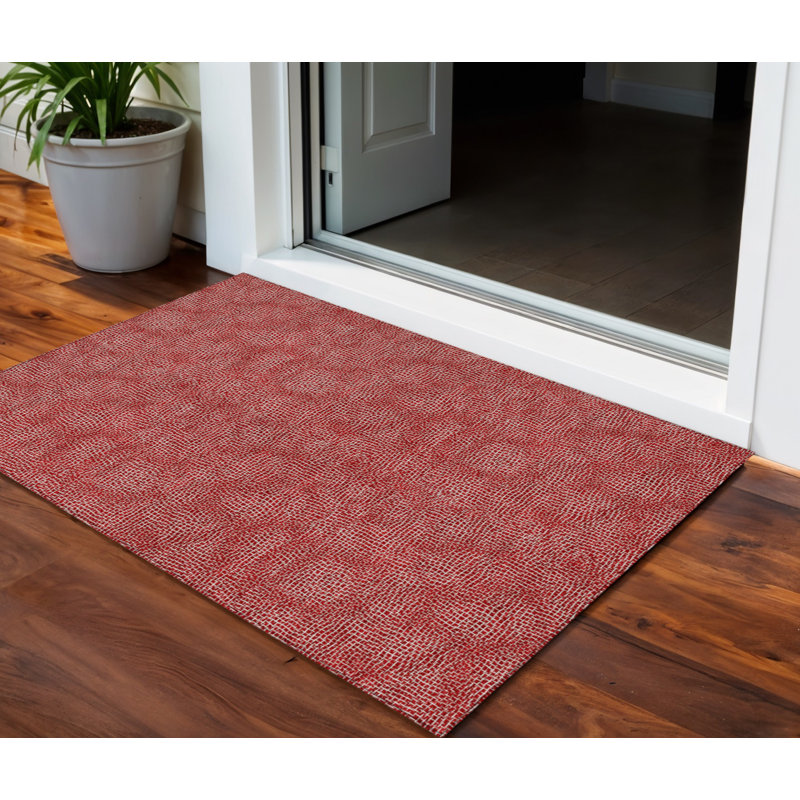 Tapis intérieur lavable extérieur géométrique rouge 3 pi x 5 pi