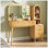 Meuble-lavabo cannelé avec grand miroir 32 po, plateau en verre moderne, 4 tiroirs, armoire de rangement et station de charge pour la chambre à coucher