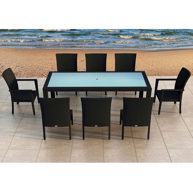 Urbana Outdoor - Piece Dining Set, Canvas Charcoal Sunbrella® Canvas, Coffee Bean, 8