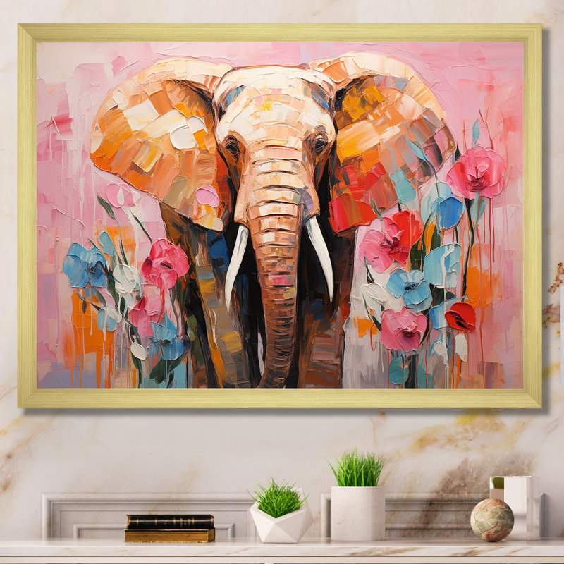 Gris, défenses créatives, art éléphant abstrait II - Éléphant, art mural animal, H 12 po x l 20 po x P 1 po