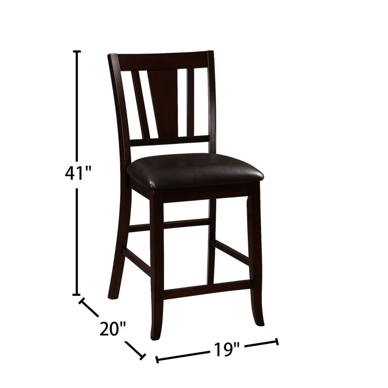 Chaises rembourrées à hauteur de comptoir de 2, de style traditionnel, dossier à lattes pour installation de bar à domicile 2 avec siège, dossier, décoration de salle à manger de style transitionnel