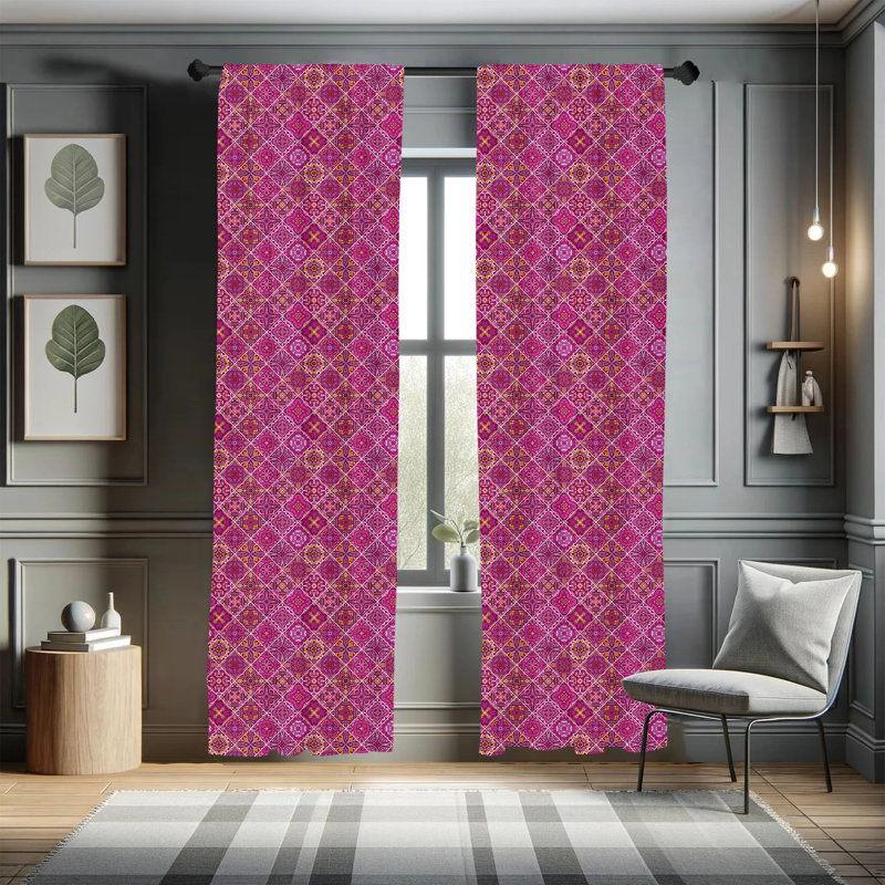 Checkered Semi-Sheer Rod Pocket Curtain Panels, 28" x 63"
