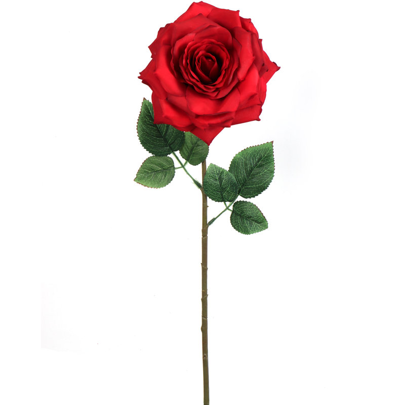 Tige de roses rouges de 6 pouces, faux floral pour arrangements de vase et décoration intérieure, Rouge