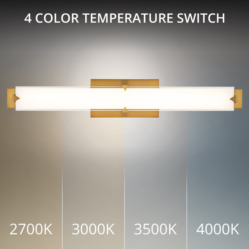 Carlisle 37" Dimmable LED Bath Vanity & Wall Light With Glass Shade And Built In Color Temperature Switch (2700K/3000K/3500K/4000K)