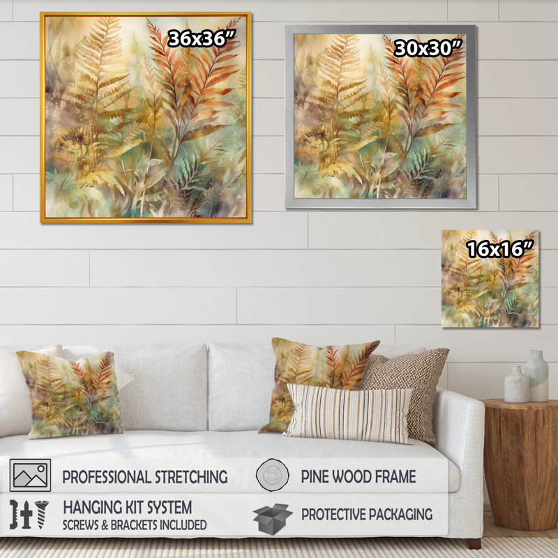 «Devonte Green Grace Of Ferns I», reproduction sur toile, H 24 po x l 24 po x P 1 po, Cadre photo noir