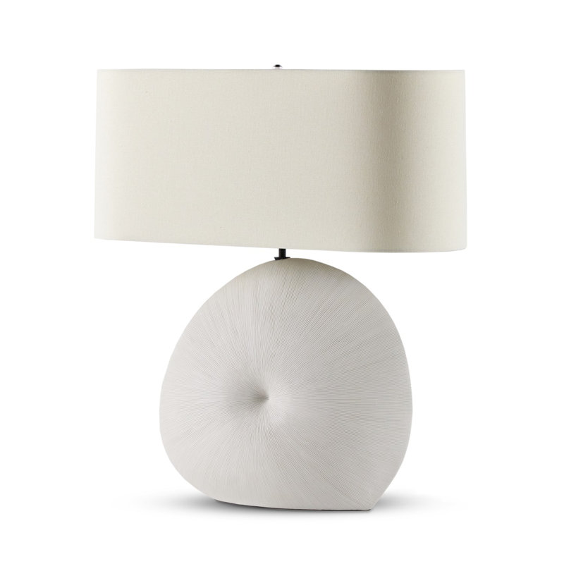 Lampe de table en céramique Melino, Céramique texturée blanc mat