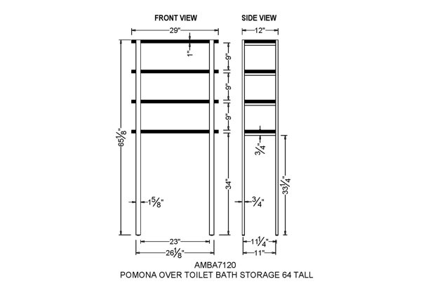 Pomona 48H Metal and Solid Wood Bath Floor Storage Shelf