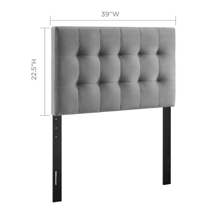 Gray Twin Upholstered Biscuit Tufted Velvet Headboard