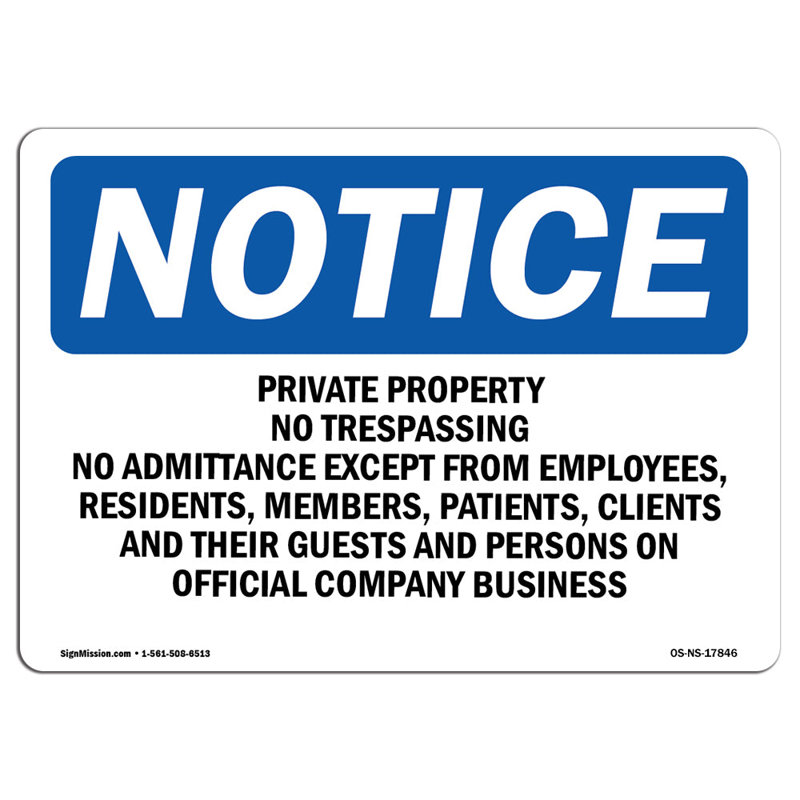 Signe de propriété privée sans intrusion