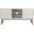 Elle Decor Aurie Modern TV Console Media Stand, Living Room Universal Entertainment Center with Extra Storage, Midcentury Wood Legs, White