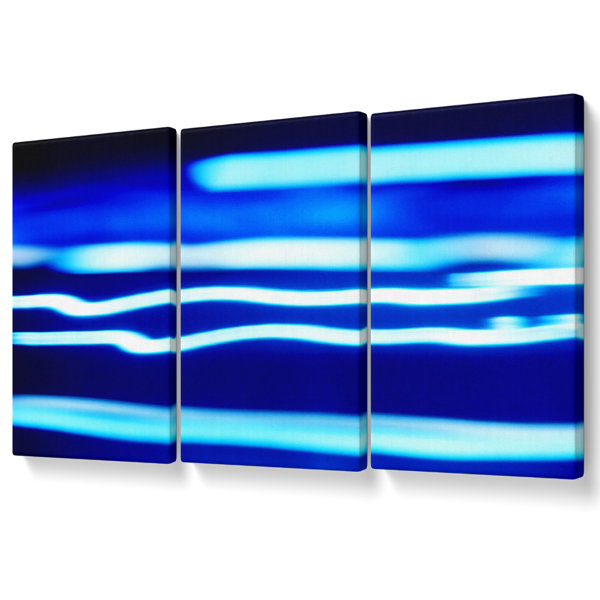 Ivy Bronx Blue Ripples Of Light Canvas 3 Panel Set | Wayfair.co.uk