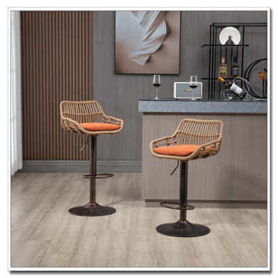 Ensemble de 2 tabourets de bar pivotants avec repose-pieds réglables pour la cuisine et la salle à manger