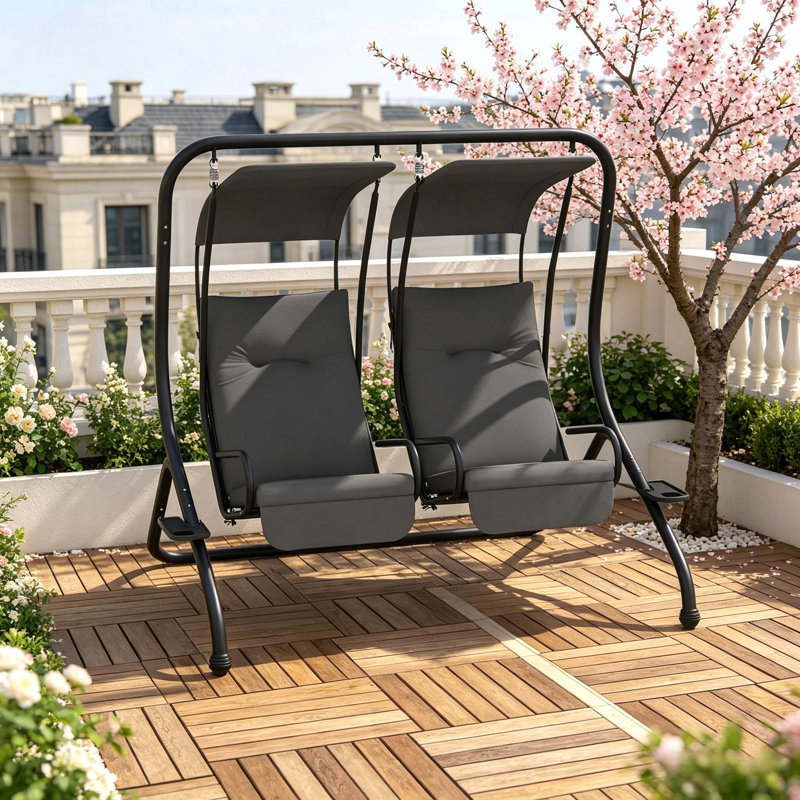 Balancelle d'extérieur 2 places avec auvent, balancelle de jardin pour le jardin