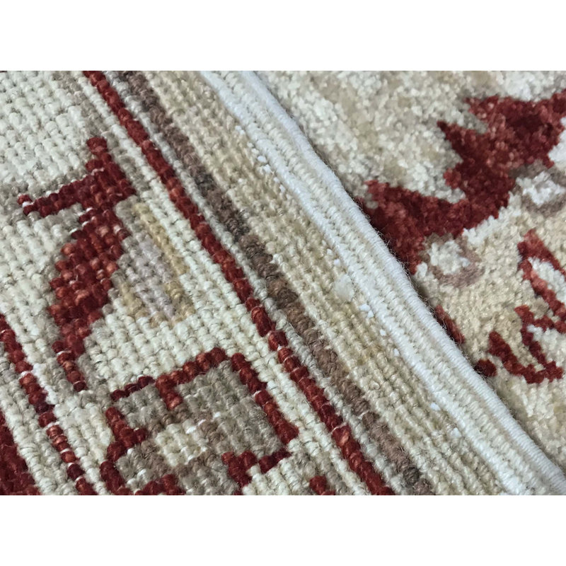 Hand-Knotted High-Quality Ivory and Red Area Rug
