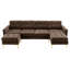  Canapé modulaire en L 110 po rembourré capitonné avec méridienne et repose-pieds, brun