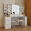 Bureau de maquillage avec miroir et lumières, grande table de coiffeuse de 59 po avec 8 tiroirs et tablettes de rangement ouvertes, luminosité réglable, coiffeuse pour chambre à coucher, femme et fille