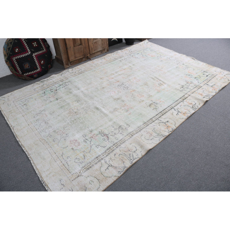 Classic Large Turkish Oushak Green-tinged Rug Suits Any Living Room with Muted Oriental Tone